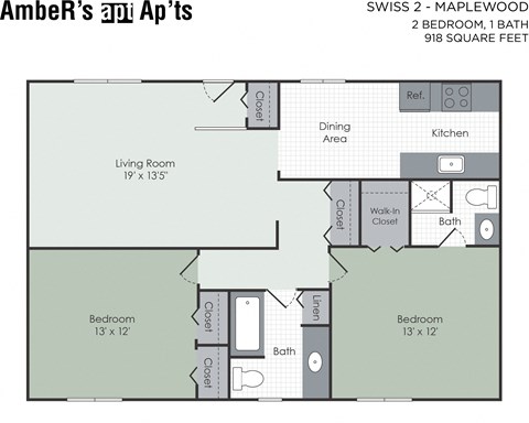Two bedroom apartment layout
